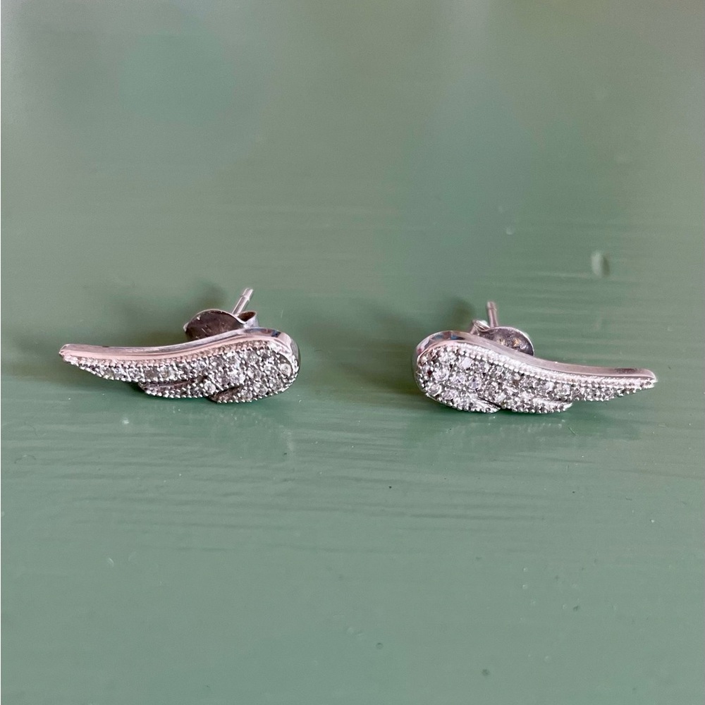 Silver & Pave Crystal Wing Earrings